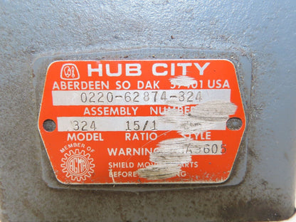 Hub City 324 Worm Gearbox 15:1 Reducer 6Hp 117rpm 143TC LH Output