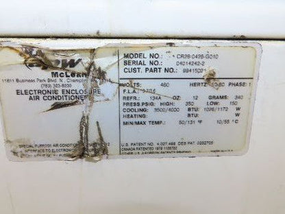 McLean CR29-0426-G010 Electrical Enclosure Air Conditioner 3500/4000 BTU 460V 3A