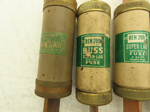 Rebuildable Renewable Delay Fuse 150Amp 200Amp 250VAC Mixed Brand Lot of 5