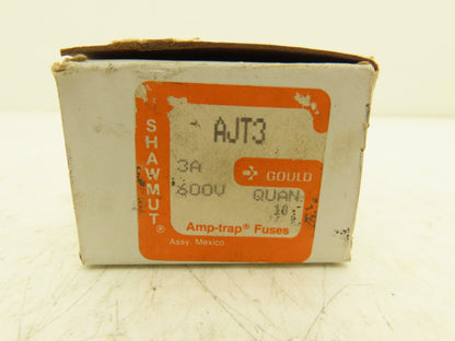 Ferraz Shawmut AJT3 Amptrap Fuse 3Amp 600VAC Original Box Lot of 10