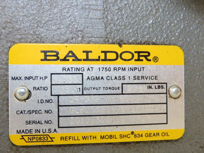 Baldor VM3611T Gearmotor 3Hp 230/460V 3PH 15:1 Reducer 115rpm LH Output 182TC