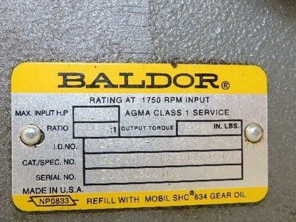 Baldor VM3611T Gearmotor 3Hp 230/460V 3PH 15:1 Reducer 115rpm LH Output 182TC