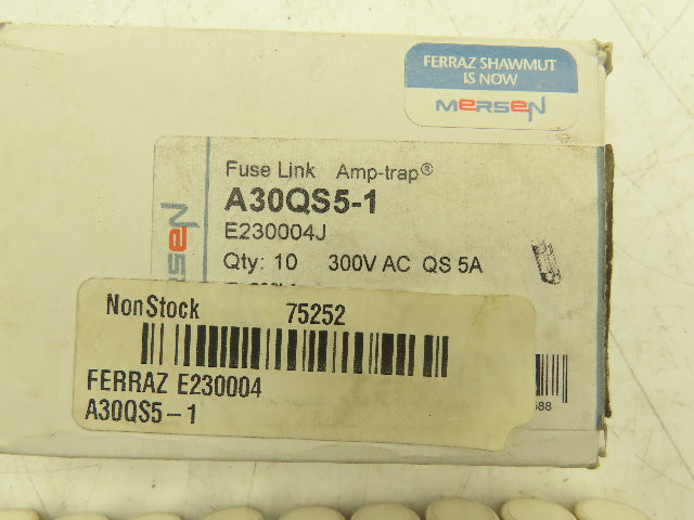 Mersen A30QS5-1 Amp-trap Fuse 5Amp 300VAC Original Box Lot of 10