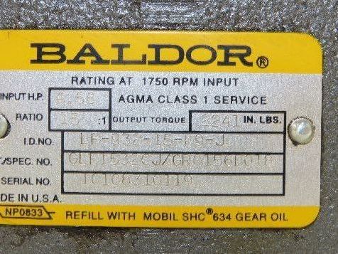 Baldor VM3611T Gearmotor 3Hp 230/460V 3PH 15:1 Reducer 115rpm RH Output 182TC