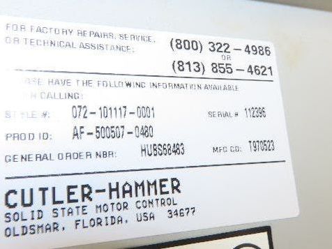 Cutler Hammer AF-500507-0480 Variable AC Motor Drive VFD 50Hp 480V 3PH AF5000+