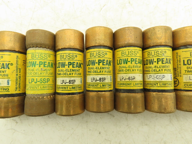 Bussman LPJ-6SP Low-Peak Dual Element Time Delay Fuse 6A 600Vac  Lot of 9