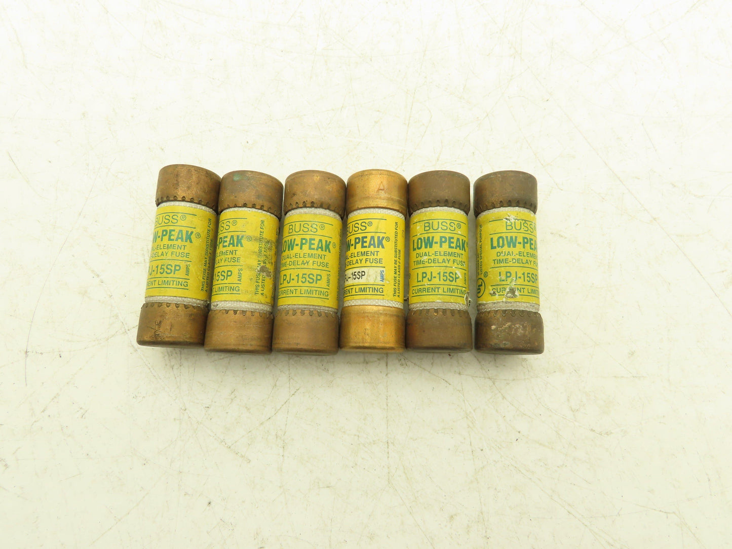 Bussman LPJ-15SP Low-Peak Dual Element Time Delay Fuse 15A 600Vac  Lot of 6