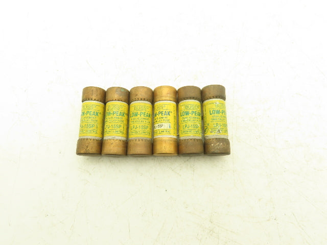 Bussman LPJ-15SP Low-Peak Dual Element Time Delay Fuse 15A 600Vac  Lot of 6