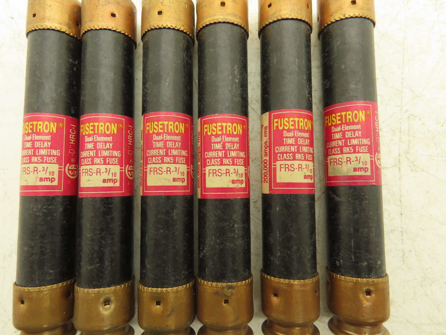 Fusetron FRS-R-3/10 Dual Element Time Delay Fuse 0.3A 600VAC Class RK5 Lot of 6