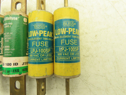 Time Delay Fuse 100A 600VAC Class J Mixed Brand Lot of 5