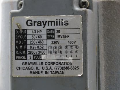 Graymills IMV25-F 8" Immersion Coolant Pump 20gpm 1/4Hp 230/460V 3PH