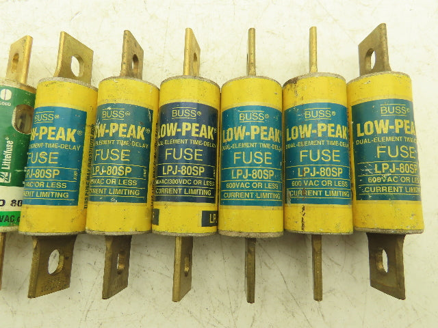 Time Delay Fuse 80A 600VAC Class J Mixed Brand Lot of 8