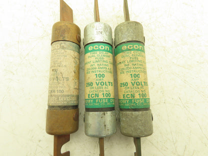 Econ ECNR 100 Dual Element Time Delay Fuse 100A 250VAC Class RK5 Lot of 3