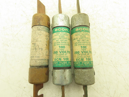 Econ ECNR 100 Dual Element Time Delay Fuse 100A 250VAC Class RK5 Lot of 3