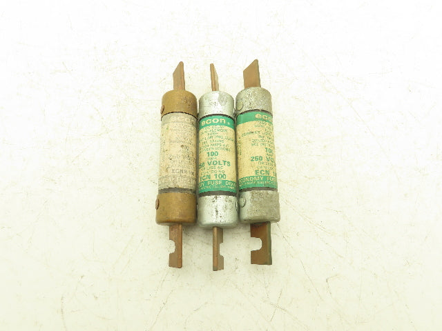 Econ ECNR 100 Dual Element Time Delay Fuse 100A 250VAC Class RK5 Lot of 3