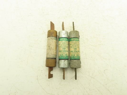 Econ ECNR 100 Dual Element Time Delay Fuse 100A 250VAC Class RK5 Lot of 3