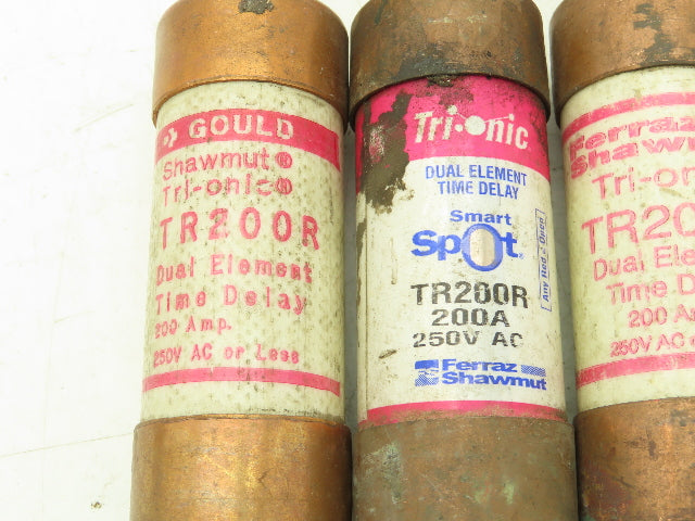 Gould Shawmut TR200R Dual Element Time Delay Fuse 200A 250VAC Class RK5 Lot of 4