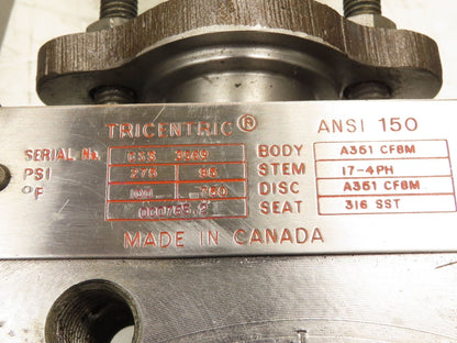 Tricentric 4" Stainless Butterfly Valve 8-Lug + Hytork-425 Actuator & Positioner