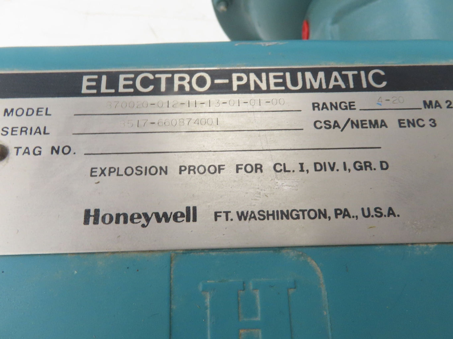 Honeywell 1" NPT Valve + Electro-Pneumatic Actuator & Positioner