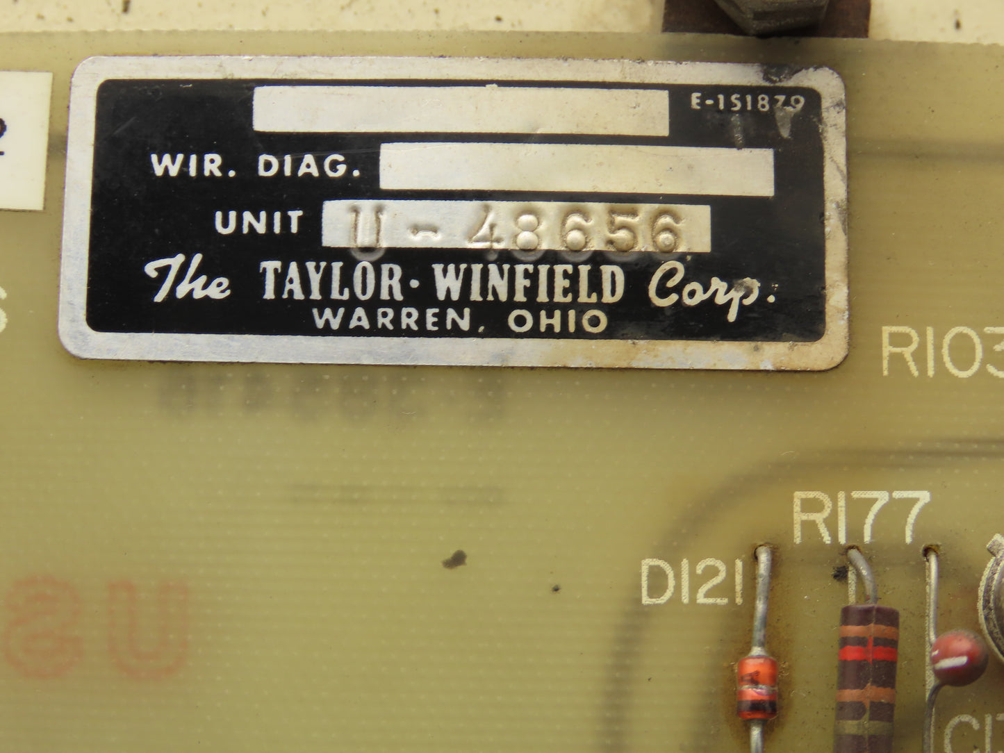 Taylor-Winfield U-48657 Control Panel From ND-24-50 Spot Welder
