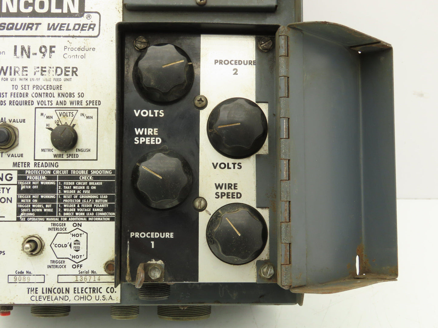 Lincoln Electric 9089 Wire Feeder Control Unit LN9-F Squirt Welder