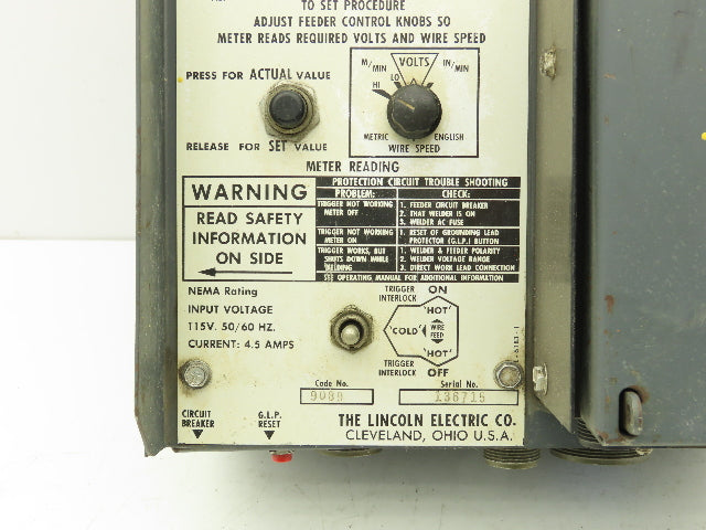 Lincoln Electric 9089 Wire Feeder Control Unit LN9-F Squirt Welder