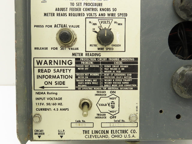Lincoln Electric 9089 Wire Feeder Control Unit LN9-F Squirt Welder