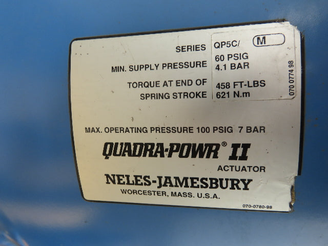 Jamesbury FG06DAGAJ1XESGTF 4x6" Flange Check Valve Quadra-Powr II QP5C Actuator