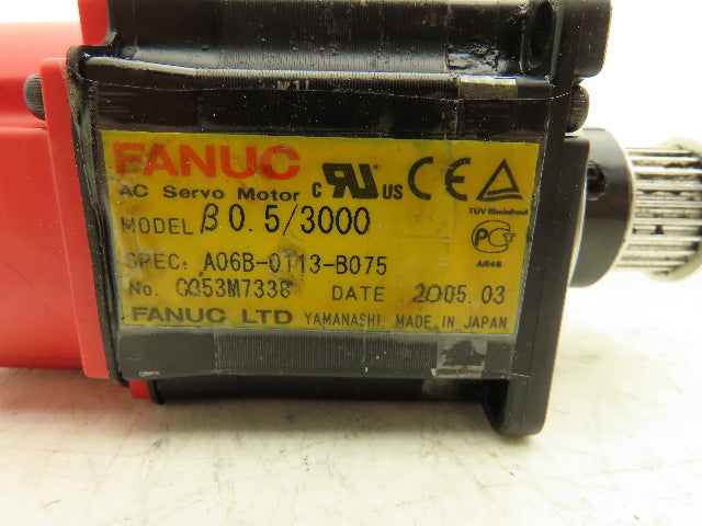 Fanuc A06B-0113-B075 AC Servo Motor 0.2kw 3000RPM Encoder A20B-8200-019
