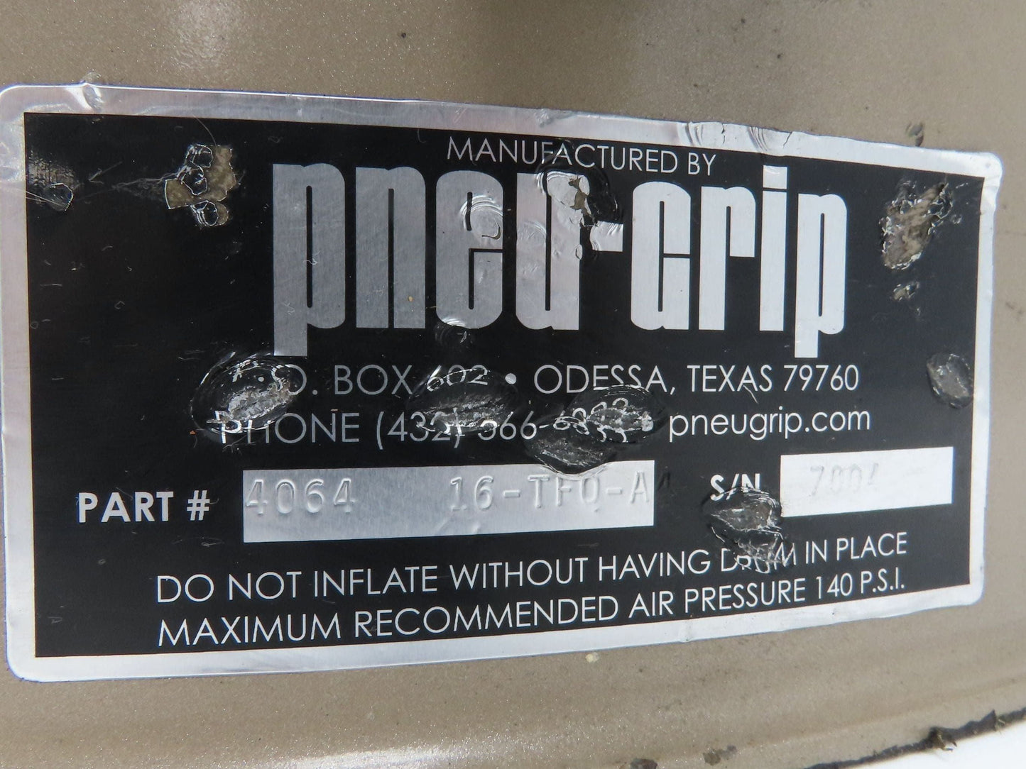 Pneu-grip 4064 | 16-TFQ-A Pneumatic Air Bladder Brake Clutch 140psi