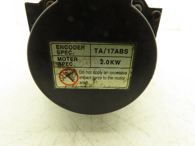 Vision DS-RH20TA-50O AC Servo Motor 2kW 2000 RPM 200V 12.3A 3PH Encoder 35ANN57