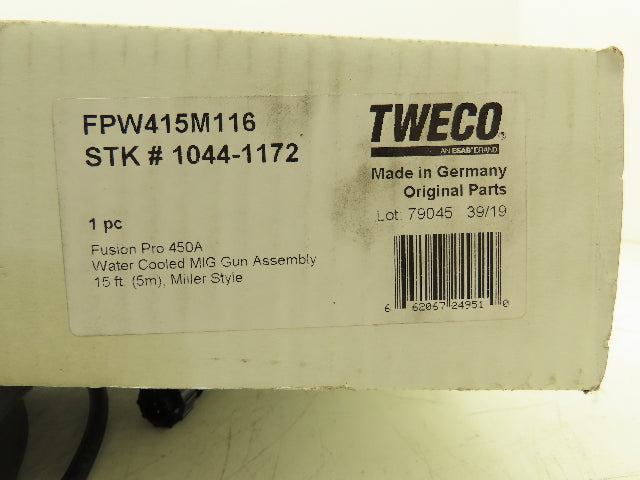 Tweco 10441172 Mig Welding Gun 450A Fusion Pro Water Cooled 15'