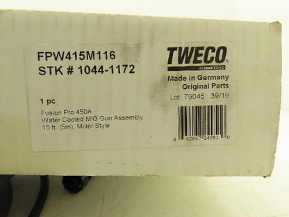 Tweco 10441172 Mig Welding Gun 450A Fusion Pro Water Cooled 15'