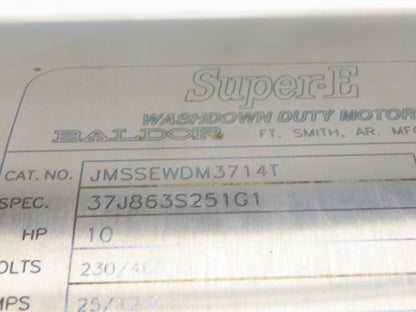 Baldor JMSSEWDM3714T Stainless Pump Motor 10Hp 1800rpm 230/460V 215JM  Washdown