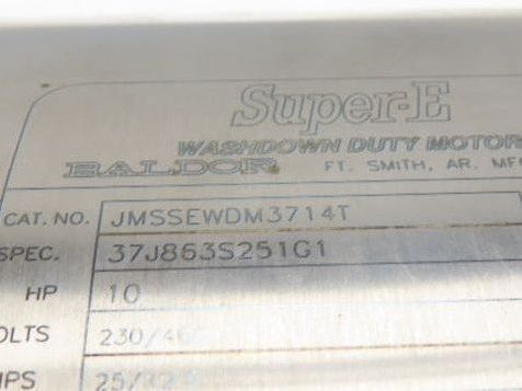 Baldor JMSSEWDM3714T Stainless Pump Motor 10Hp 1800rpm 230/460V 215JM  Washdown