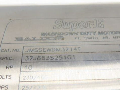 Baldor JMSSEWDM3714T Stainless Pump Motor 10Hp 1800rpm 230/460V 215JM  Washdown