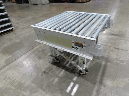 Roach 36"BF x 36"L Live Roller Conveyor 130VDC O-Ring Belt Drive on Casters