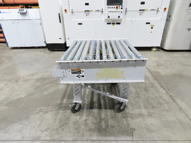 Roach 36"BF x 36"L Live Roller Conveyor 130VDC O-Ring Belt Drive on Casters