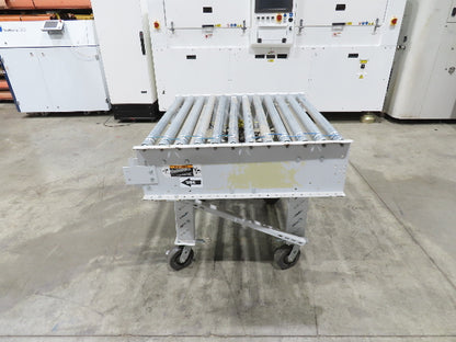 Roach 36"BF x 36"L Live Roller Conveyor 130VDC O-Ring Belt Drive on Casters