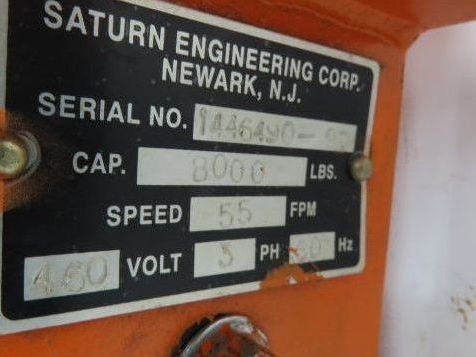 Saturn 4 Ton Bridge Crane Trolley Drive Tractor 460V 3PH 55FPM 8000Lb Soft Start