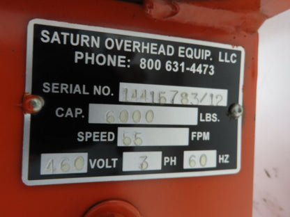 Saturn 3 Ton Bridge Crane Drive Tractor 6000Lb 460V 3PH VFD Variable Speed Drive