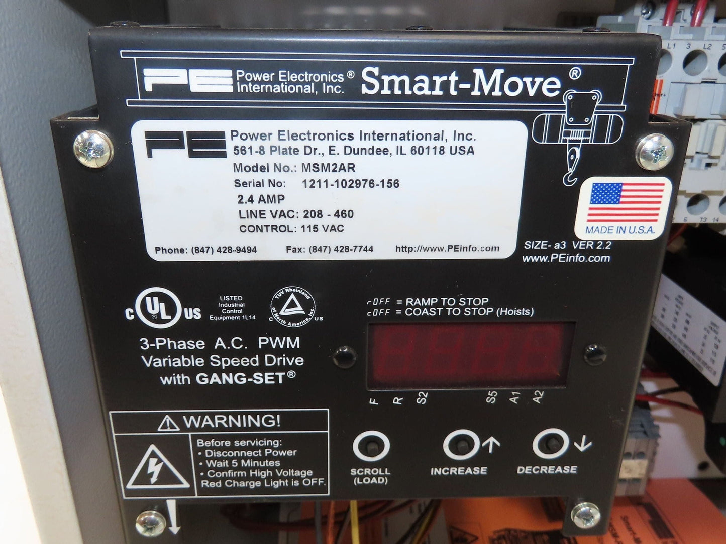 Saturn 4 Ton Bridge Crane Drive Tractor 8000Lb 460V 3PH VFD Variable Speed Drive