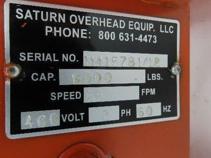 Saturn 4 Ton Bridge Crane Drive Tractor 8000Lb 460V 3PH VFD Variable Speed Drive