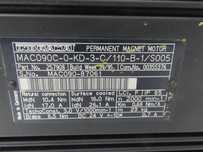 Indramat MAC090C-0-KD-3-C/110-B-1/S005 Permanent Magnet AC Servo Motor 2000 RPM