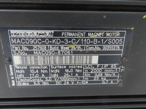 Indramat MAC090C-0-KD-3-C/110-B-1/S005 Permanent Magnet AC Servo Motor 2000 RPM