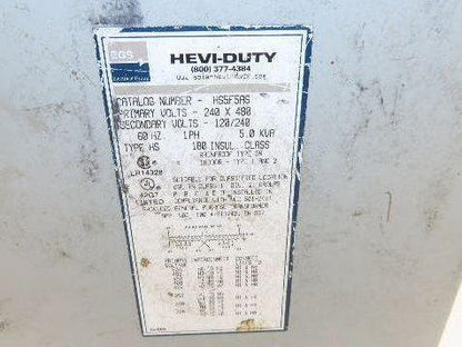 Sola Hevi-Duty HS5F5AS Wall Mount Transformer 5KVA 240x480V - 120/240V 1PH 3R