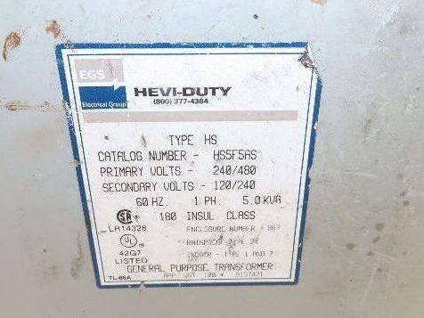 Sola Hevi-Duty HS5F5AS Wall Mount Transformer 5KVA 240x480V - 120/240V 1PH 3R