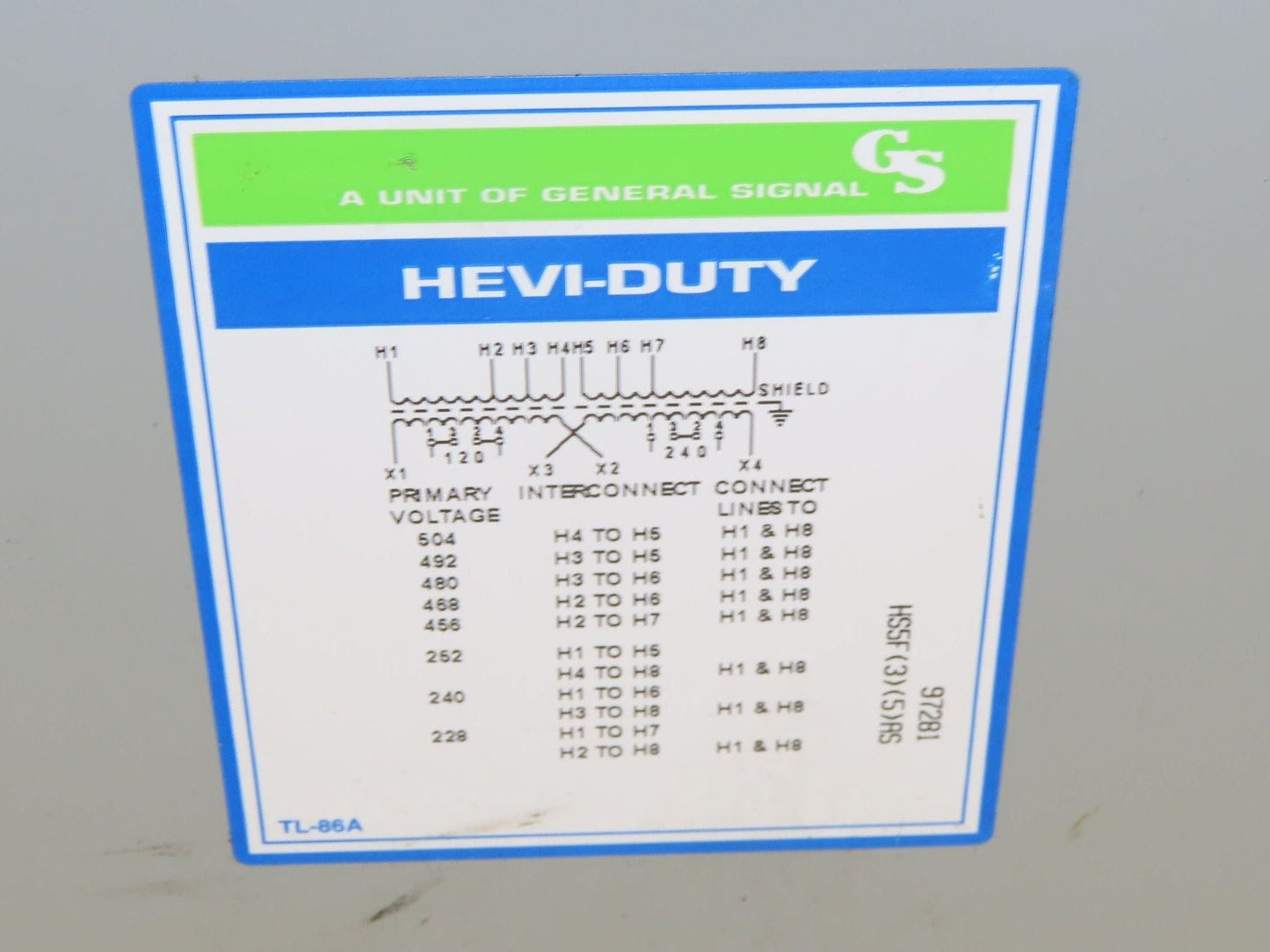 Sola Hevi-Duty HS5F5AS Wall Mount Transformer 5KVA 240x480V - 120/240V 1PH 3R