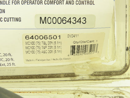 Radnor 64006501 Mastercut Plasma Cutting Torch MC100 ATC 20' Bonus Shield Cap