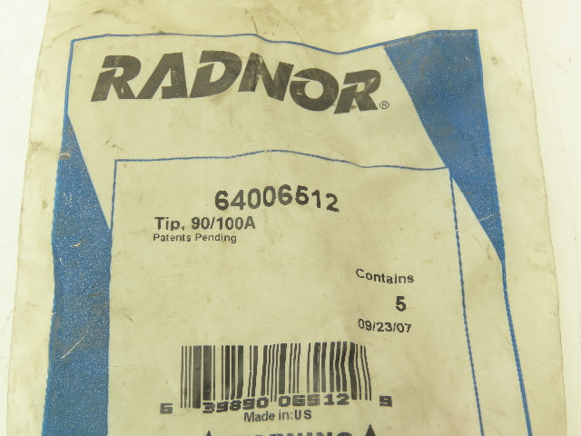 Radnor 64006512 Mastercut Plasma Cutting Torch Tip 90/100A Lot of 10